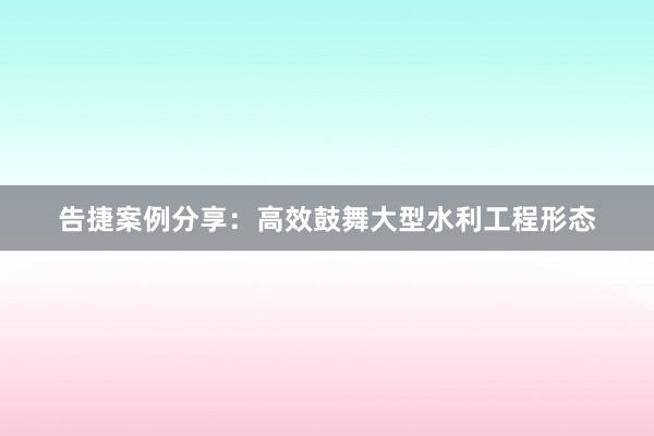 告捷案例分享：高效鼓舞大型水利工程形态
