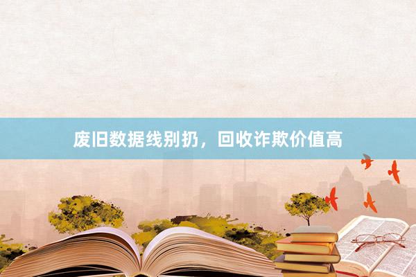 废旧数据线别扔，回收诈欺价值高