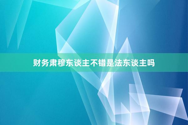 财务肃穆东谈主不错是法东谈主吗