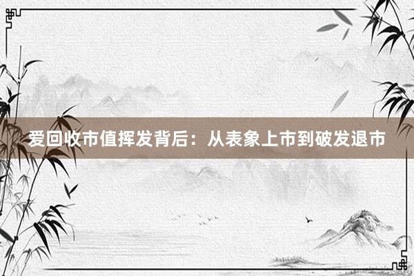 爱回收市值挥发背后：从表象上市到破发退市